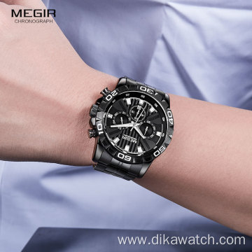 MEGIR Watch 2087 Casual Brand Stainless Steel Waterproof Watches Men Wrist Luxury Quartz Business Wristwatches Relogio Masculino